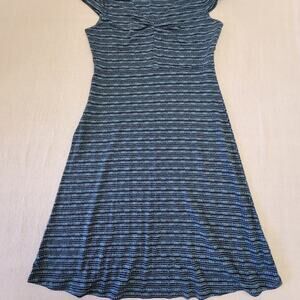 Toad&Co Navy and White Striped Midi Dress